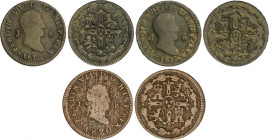 Ferdinand VII
Lote 3 monedas 8 Maravedís. 1815, 17, 20. JUBIA. AC-193, 196, 200. MBC-.