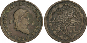 Ferdinand VII
8 Maravedís. 1820. JUBIA. 10,12 grs. AC-200. MBC-.