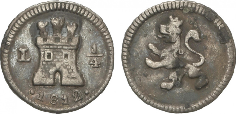 Ferdinand VII
1/4 Real. 1812. LIMA. 0,89 grs. (Leves oxidaciones). AC-263. MBC+...