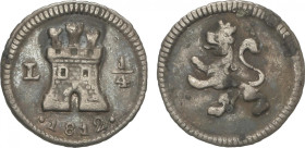 Ferdinand VII
1/4 Real. 1812. LIMA. 0,89 grs. (Leves oxidaciones). AC-263. MBC+.