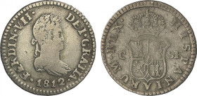 Ferdinand VII
1/2 Real. 1812. CATALUNYA. S.F. 1,46 grs. ESCASA. AC-318. BC+.