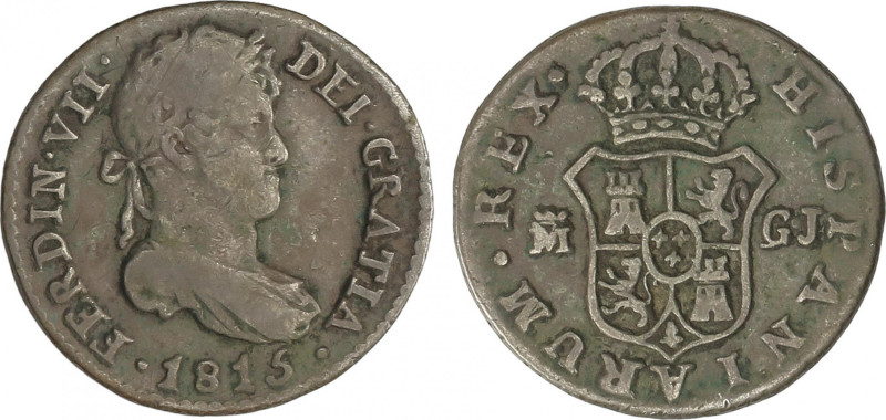 Ferdinand VII
1/2 Real. 1815. MADRID. G.J. 1,43 grs. Pátina. AC-369. MBC-.