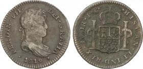 Ferdinand VII
1 Real. 1819. LIMA. J.P. 2,82 grs. (Oxidaciones). Pátina. AC-577. MBC-.