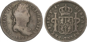 Ferdinand VII
1 Real. 1822/21. POTOSI. P.J. 3,24 grs. Ligera pátina. AC-640. BC+.