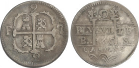 Ferdinand VII
2 Reales. 1820. CARACAS. B.S. 4,69 grs. Castillos y Leones. ESCASA. AC-738. MBC.