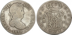Ferdinand VII
2 Reales. 1830. MADRID. A.J. 5,57 grs. (Golpecitos). ESCASA. AC-847. BC+.