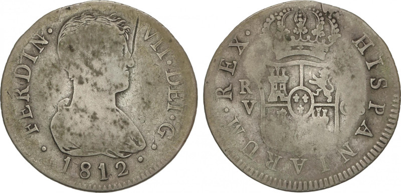 Ferdinand VII
2 Reales. 1812. VALENCIA. G.S. 5,75 grs. AC-992. BC+.
