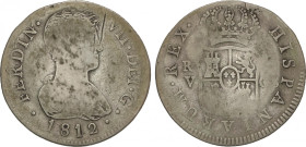 Ferdinand VII
2 Reales. 1812. VALENCIA. G.S. 5,75 grs. AC-992. BC+.