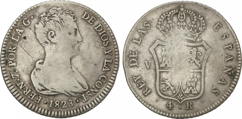 Ferdinand VII
4 Reales. 1823. VALENCIA. 5,71 grs. Módulo 2 Reales. ESCASA. AC-9...
