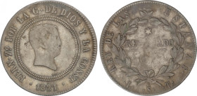Ferdinand VII
10 Reales. 1821. SANTANDER. L.T. 13,53 grs. Módulo 4 Reales. Resellada. Pátina. AC-1112. MBC-.