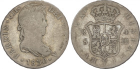 Ferdinand VII
4 Reales. 1830. SEVILLA. J.B. 13,53 grs. AC-1135. BC+.