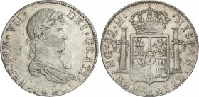 Ferdinand VII
8 Reales. 1820. GUATEMALA. M. 26,98 grs. (Golpecitos). AC-1235. MBC+.