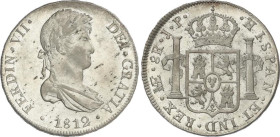Ferdinand VII
8 Reales. 1812. LIMA. J.P. 26,85 grs. Pleno brillo original. (Marquitas en anverso). BONITA PIEZA. AC-1244. EBC+.