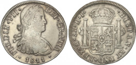 Ferdinand VII
8 Reales. 1811. MÉXICO. H.J. 26,88 grs. (Golpecitos). AC-1317. MBC/MBC+.