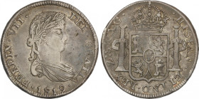 Ferdinand VII
8 Reales. 1819. ZACATECAS. A.G. 26,62 grs. Pátina. ESCASA. AC-1640.1. MBC.