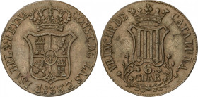 Isabel II
6 Cuartos. 1838. BARCELONA. 12,99 grs. AC-18. EBC-.