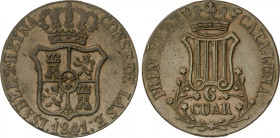 Isabel II
6 Cuartos. 1841. BARCELONA. 14,09 grs. AC-22. EBC-.