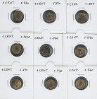 Lote 20 monedas 1 Céntimo. 1870 y 1906. GOBIERNO PROVISIONAL y ALFONSO XIII. 10 Monedas 1 Céntimo 1870 O.M. y 10 monedas 1 Céntimo 1906 S.L.-V. A EXAM...