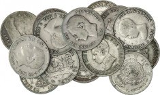 Lote 17 monedas 50 Céntimos. 1869 a 1926. 1869, 1880 (3), 1885, 1892 (4), 1894, 1900, 1904 (4), 1926 (2). A EXAMINAR. BC+ a EBC+.