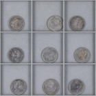 Lote 24 monedas 1 Peseta. 1870 a 1902. GOBIERNO PROVISIONAL, ALFONSO XII y ALFONSO XIII. Diferentes fechas, algunas repetidas. A EXAMINAR. BC a EBC-.