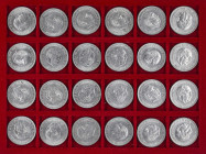 Lote 80 monedas 5 Pesetas. 1949 (*19-50). En pequeño archivador de 6 bandejas. A EXAMINAR. EBC a SC.