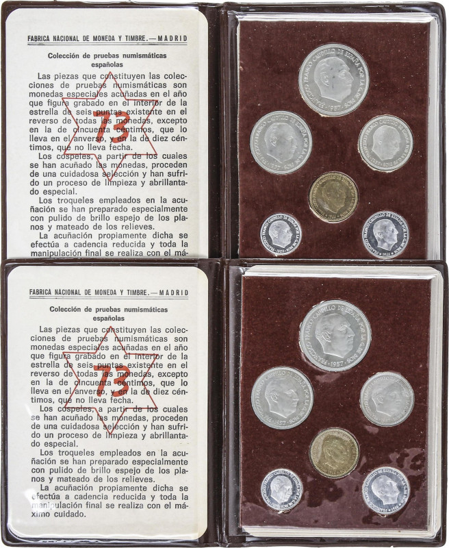 Lote 5 series 6 monedas 10 Céntimos a 50 Pesetas. (*73). En carteritas originale...