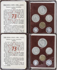 Lote 5 series 6 monedas 10 Céntimos a 50 Pesetas. (*73). En carteritas originales F.N.M.T. (Algunos aluminios con posibles oxidaciones). PRUEBAS.