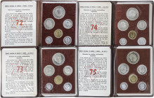 Lote 4 series 6 monedas 10 Céntimos a 50 Pesetas. (*72, 73, 74 y 75). Serie completa de carteritas originales F.N.M.T. (Algunos aluminios con posibles...