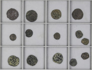 Lote 14 Cobres. MONEDA MEDIEVAL a MONARQUIA HISPÁNICA. Contiene Blanca Juan II Toledo, 3 monedas Blanca Enrique III Devilla y Toledo (2), 4 monedas Bl...