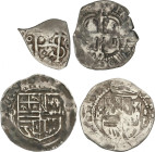 Lote 4 monedas 1/2 Real y 1 Real (3). MONARQUIA HISPÁNICA. AR. A CLASIFICAR. BC a MBC-.