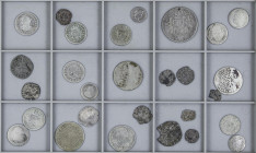 Lote 28 monedas Diner a 4 Reales. MONEDA MEDIEVAL a ISABEL II. AR y Ve. Incluye Diner de Montpeller anonimo (Cru.VS-163) o Dirham por identificar. A E...
