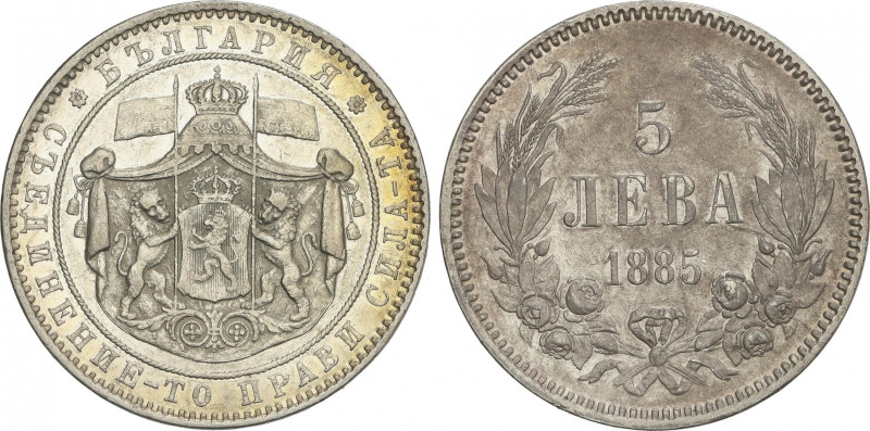 Bulgaria
5 Leva. 1885. ALEXANDER I. 24,89 grs. AR. KM-7. MBC+.