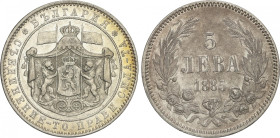 Bulgaria
5 Leva. 1885. ALEXANDER I. 24,89 grs. AR. KM-7. MBC+.