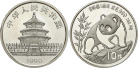 China
10 Yuan. 1990. 31,04 grs. AR. Panda. KM-276. SC.