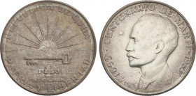 Cuba
1 Peso. 1953. 26,64 grs. AR. Centenario José Martí. (Leves rayitas y golpecitos en anverso). pátina de monetario en anverso. KM-29. EBC-.