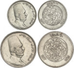 Egypt
Lote 2 monedas 10 y 20 Piastras. 1923. FUAD I. AR. KM-337, 338. MBC a MBC+.