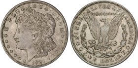 United States of America
1 Dollar. 1921-D. DENVER. 26,64 grs. AR. Tipo Morgan. Pátina. KM-110. EBC-.