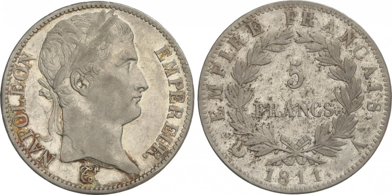 France
5 Francs. 1811-A. NAPOLEON EMPEREUR. PARIS. 24,87 grs. AR. (Algo limpiad...