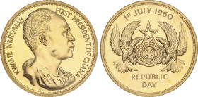 Ghana
2 Pounds. 1960. 15,96 grs. AU. Dia de la República. ESCASA. KM-M5, X-1. SC.