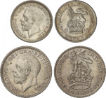 Great Britain
Lote 2 monedas 6 Pence y Shilling. 1927, 1933. GEORGE V. AR. KM-828, 833. MBC- a EBC-.