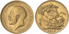 Great Britain
Sovereign. 1913. GEORGE V. 7,97 grs. AU. Fr-404; KM-820. EBC.