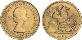 Great Britain
Sovereign. 1967. ELIZABETH II. 7,98 grs. AU. (Raya en anverso). Fr-415; KM-908. SC.