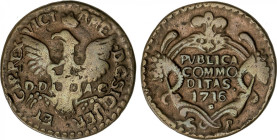 Italian States
1 Grano. 1716. VITTORIO AMADEO II. SICILIA. DDAC/CP. 5,64 grs. AE. KM-84. MBC+/MBC.