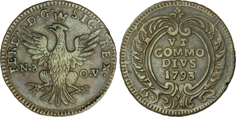 Italian States
2 Grani. 1793. FERDINANDO III. SICILIA. Nd-OV. 8,53 grs. AE. ESC...