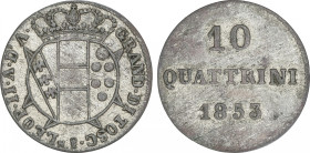 Italian States
10 Quattrini. 1853. LEOPOLDO II. TOSCANA. 2,02 grs. AE. C-66. EBC-.