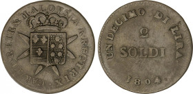 Italian States
2 Soldi. 1804. CARLO LUDOVICO DI BORBONE. TOSCANA. 4,31 grs. AE. ESCASA. C-46; MIR-429. MBC.