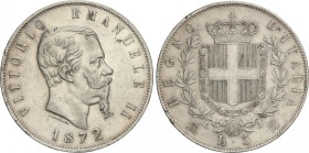 Italy
5 Lire. 1872-M BN. VITORIO EMANUELE II. MILÁN. 24,91 grs. AR. (Golpecitos). KM-8.3. MBC+.