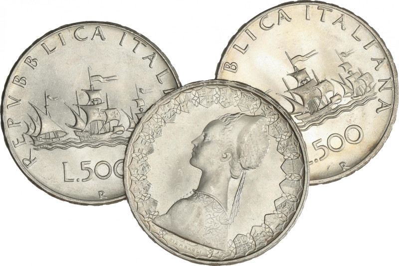 Italy
Lote 3 monedas 500 Liras. 1960, 1966 y 1967. AR. Expedición Colón. KM-98....