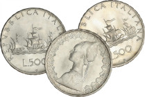 Italy
Lote 3 monedas 500 Liras. 1960, 1966 y 1967. AR. Expedición Colón. KM-98. SC-.