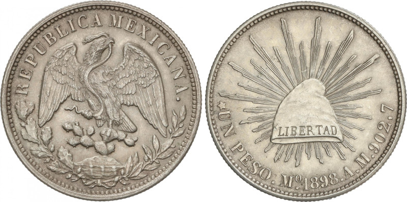 Mexico
8 Reales. 1898. MEXICO CITY. A.M. 27,07 grs. AR. KM-377.10. EBC-.